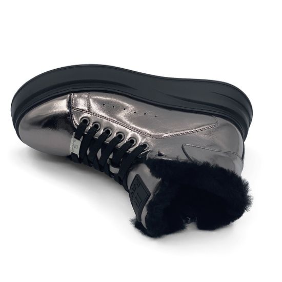 Ботинки Ilasio Renzoni серебряного цвета кожаные на меху - фото 5, 