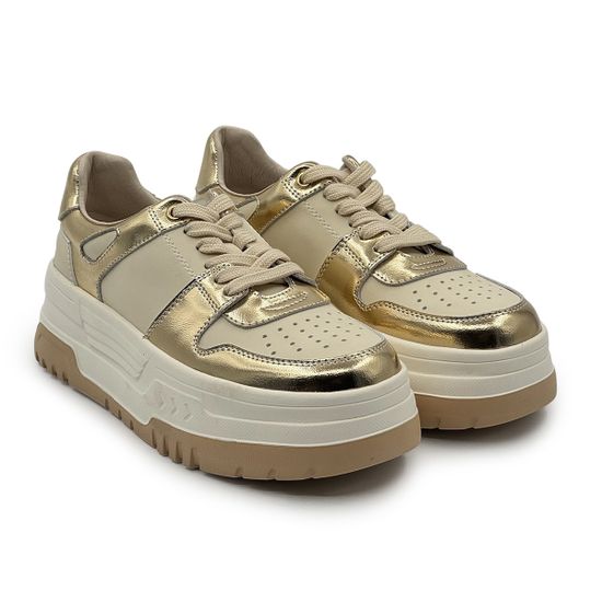 Кроссовки Lab Milano белые/золотистые кожаные - фото 7, M400 LAB BIANCO