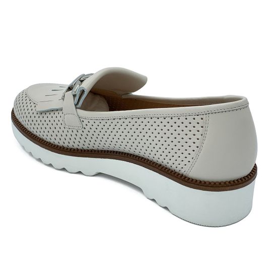 Лоферы Donna Soft бежевые кожаные с перфорацией - фото 3, DS1751 DS