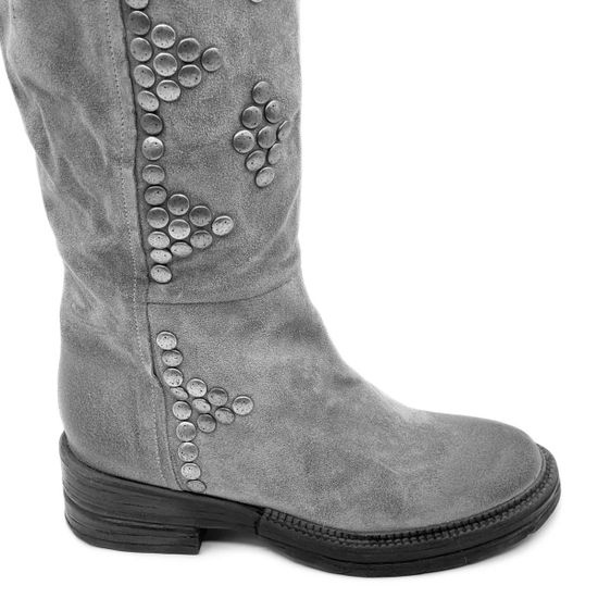 Сапоги Mimmu серые замшевые демисезонные - фото 4, F659K2 MIM INOX