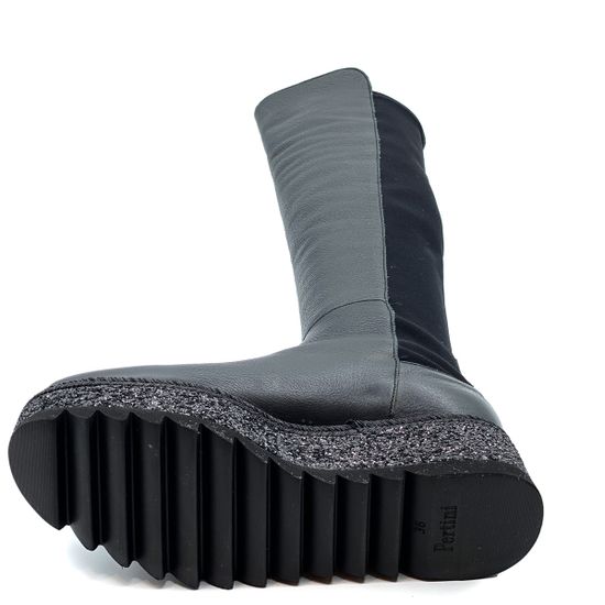 Ботфорты Pertini черные кожаные демисезонные - фото 4, 182W15070D1 PRT