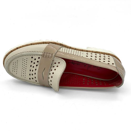 Лоферы Pas de Rouge бежевые кожаные - фото 4, P314 ROU