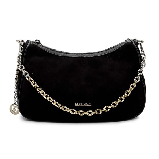 Сумка Marina Creazioni черная замша/кожа с кожаными бегунками - фото 1, B7290 MC NERO FURN NAP