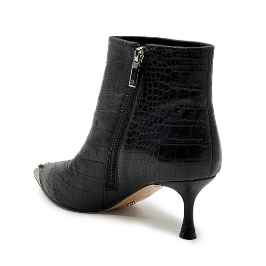 Ботильоны TUFFONI черные кожаные тиснение &quot;крокодил&quot; на байке - фото 3, 3524066LB TUF NERO