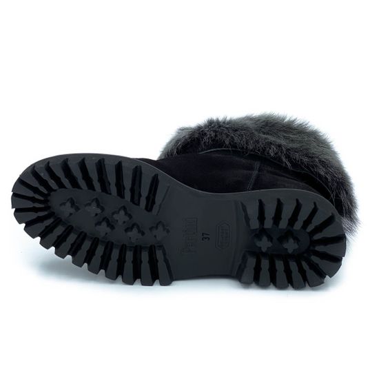 Ботинки Pertini черные замшевые МЕХ - фото 4, 182W15058D2 PRT