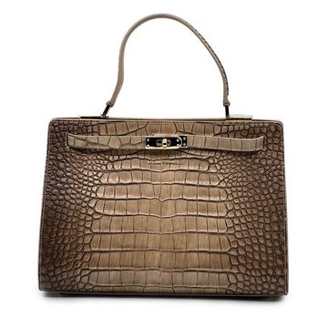 Сумка Gilda Tonelli коричневая кожаная тиснение &quot;крокодил&quot; - фото 1, 1077 TON COCCO
