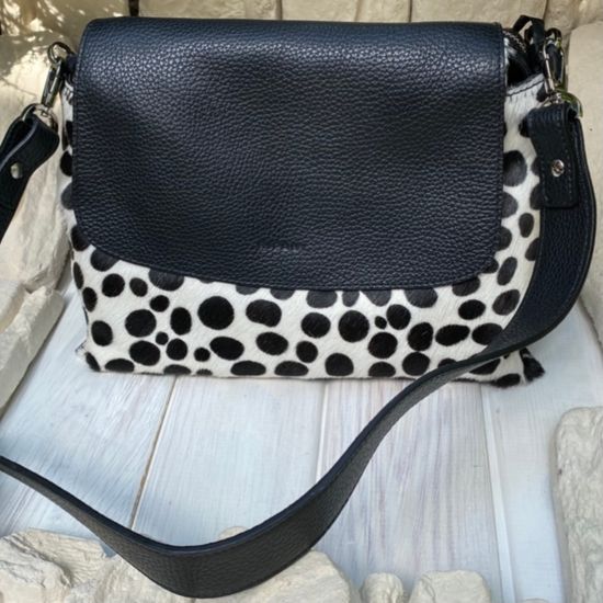Сумка Ripani черно-белая комбинация кожи и меха пони - фото 11, 
