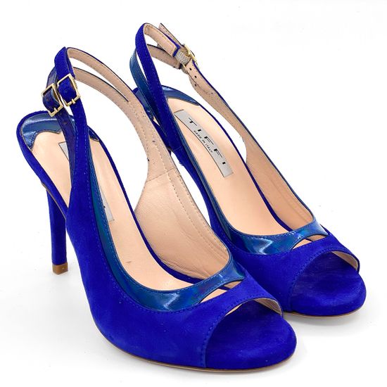 Босоножки Tiffi замшевые с лакированными вставками синие - фото 7, 
