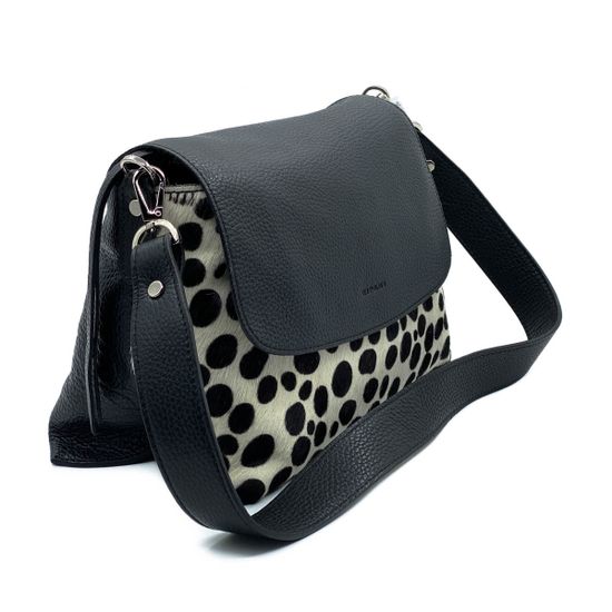 Сумка Ripani черно-белая комбинация кожи и меха пони - фото 3, 