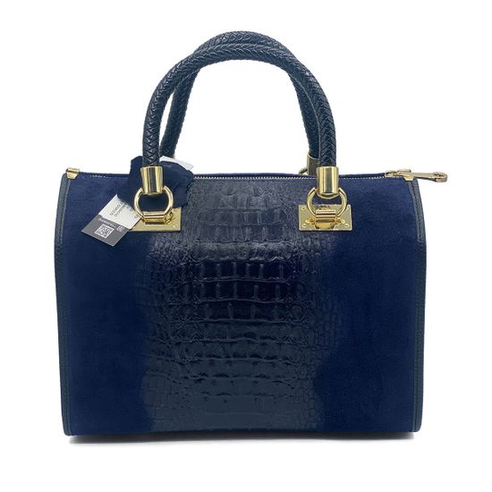 Сумка Di Gregorio синяя крок/замша - фото 3, 