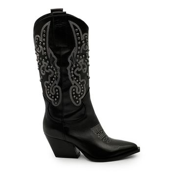 Сапоги казаки MIMMU черные кожаные демисезонные - фото 1, M690M37 MIM