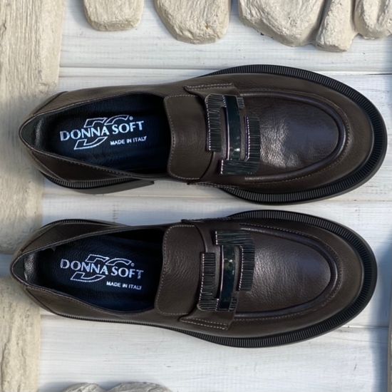 Лоферы Donna Soft серые кожаные демисезонные - фото 10, 