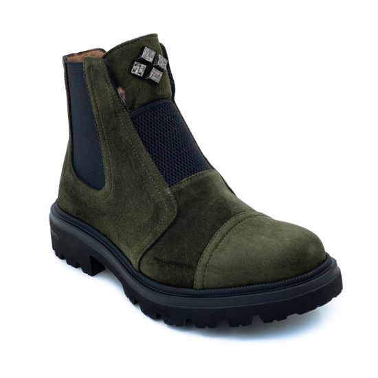 Ботинки Donna Soft зеленые замшевые МЕХ - фото 2, 