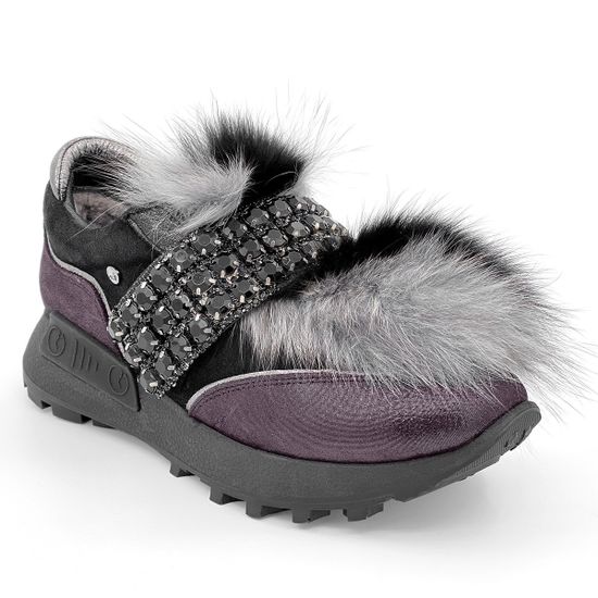 Ботинки Lab Milano черные МЕХ комбинация кожи и замши - фото 2, C86102 LAB