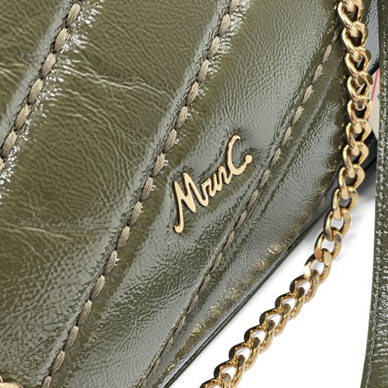 Сумка Marina Creazioni зеленая из стеганой лакированной кожи - фото 4, B6698 MC VERDE LAK