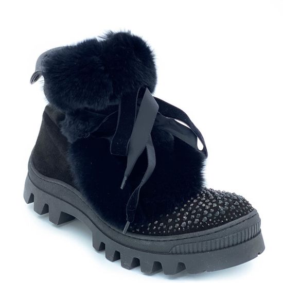 Ботинки Marzetti черные замшевые МЕХ - фото 2, 