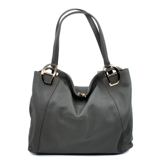 Сумка Di Gregorio серая кожаная - фото 1, 