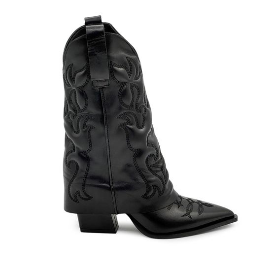 Полусапоги казаки MIMMU черные кожаные демисезонные - фото 1, M2726M8 MIM NERO