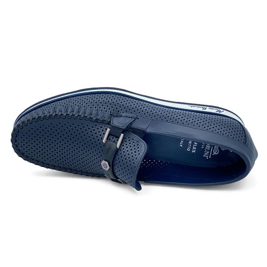 Лоферы Mario Bruni кожаные перфорированные синие - фото 5, 