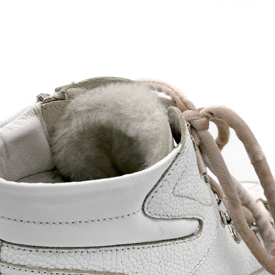 Ботинки Marzetti белые кожаные МЕХ - фото 4, 