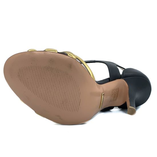 Босоножки Grey Mer черно-золотые кожаные - фото 4, 748110 GREY