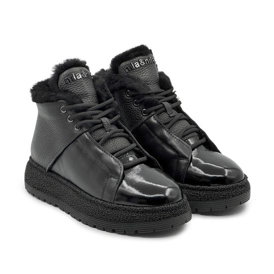 Ботинки NILA&amp;NILA черные кожаные на меху - фото 9, NO9005M NIL NERO