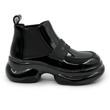 Ботинки TUFFONI черные кожаные лакированные на байке - фото 1, 1124053PB TUF