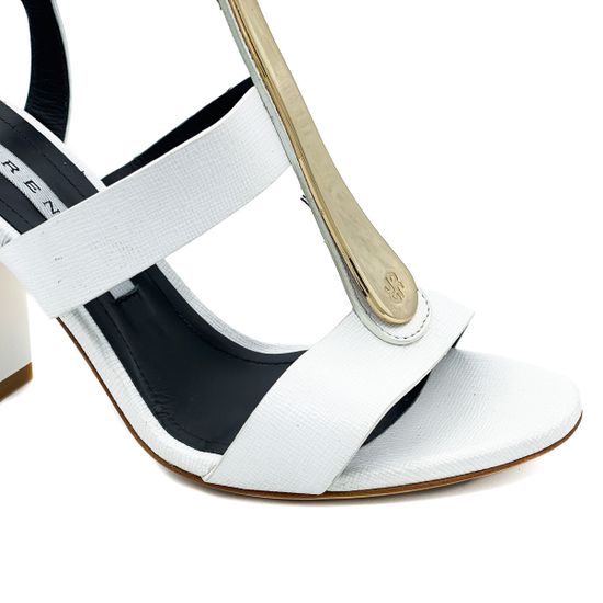 Босоножки Renzi кожаные белые с металлическим язычком - фото 6, 