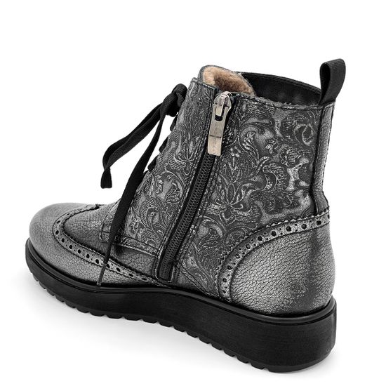 Ботинки Marzetti  серебряные кожаные МЕХ - фото 3, 