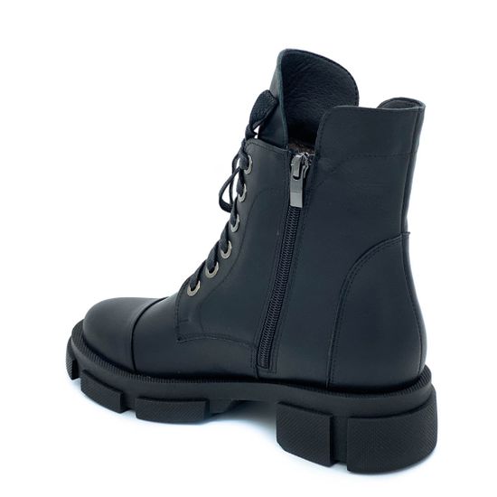 Ботинки Cover черные кожаные МЕХ - фото 3, 