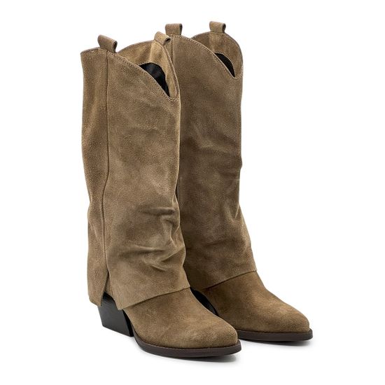 Полусапоги-казаки NILA&amp;NILA бежевые замшевые демисезонные - фото 7, MA1680C NIL BEIGE