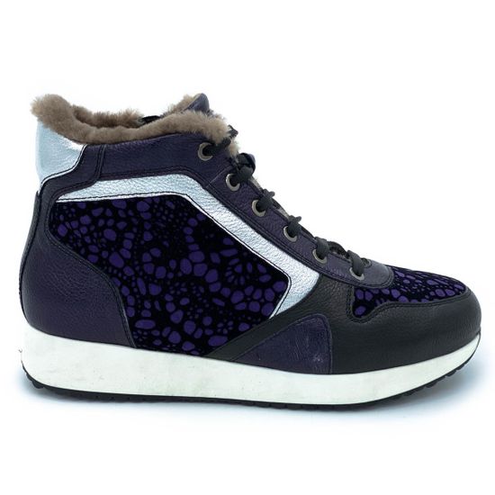 Ботинки Marzetti черно-синие МЕХ комбинация кожи и замши - фото 1, 