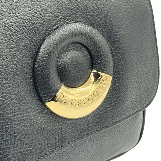 Сумка-рюкзак Di Gregorio черная кожаная - фото 4, 818 DG NERO ORO