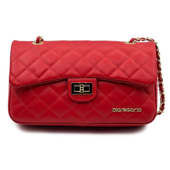 Сумка Di Gregorio красная кожаная стеганная - фото 1, 9175 DG ROSSO