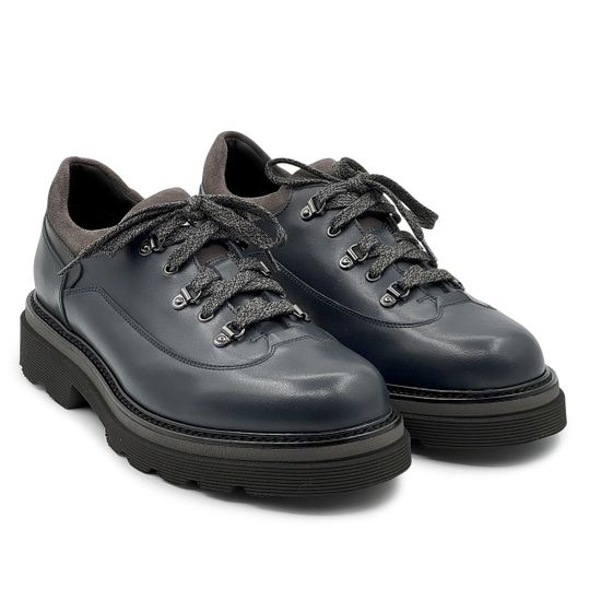 Полуботинки GIAMPIERONICOLA синие кожаные на шерстяной байке - фото 8, 46301A GPN BLU