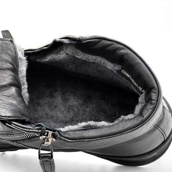 Ботинки Giampieronicola черные кожаные МЕХ - фото 6, 