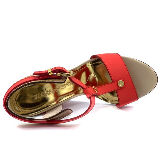 Босоножки Loretta Pettinari красные кожаные - фото 5, 9116Z гейша LP