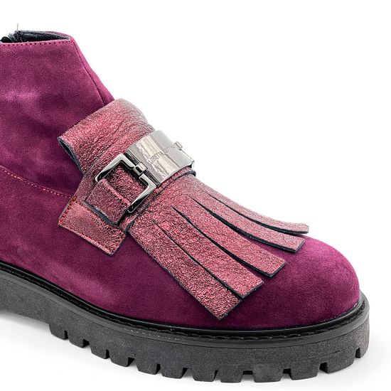 Ботинки Loretta Pettinari бордовые замшевые МЕХ - фото 6, 5403M-630 LP