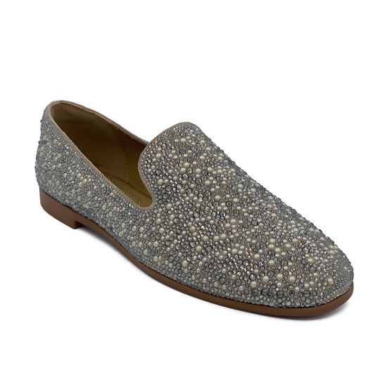 Слипоны Tuffoni бежевые кожаные со стразами - фото 2, 1022039VL TUF BEIGE