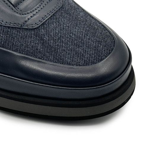 Кроссовки GIAMPIERONICOLA синие кожа/текстиль на шерстяной подкладке - фото 6, Y338155B GPN