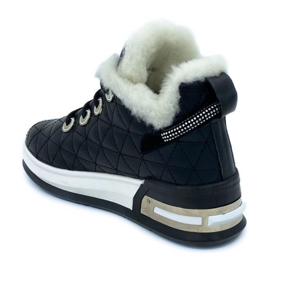 Кроссовки Marcelo Lopez черные кожаные МЕХ - фото 3, ER15921 ML NERO