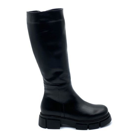 Сапоги Cover черные кожаные МЕХ - фото 1, 2500 COV