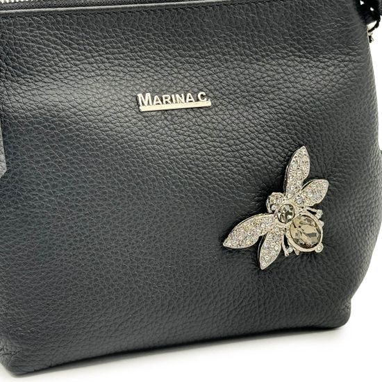 Сумка Marina Creazioni черная кожаная с пчелкой - фото 4, B6864 MC NERO FLY