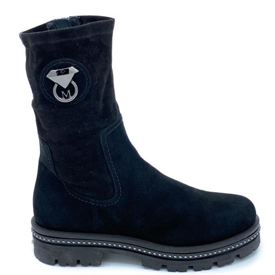 Полусапоги Mara черные замшевые МЕХ - фото 1, 