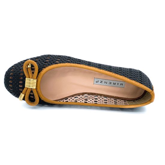 Балетки Renzi перфорированная кожа черные - фото 5, 