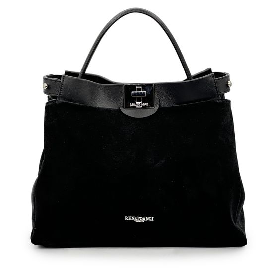 Сумка Renato Angi черная замша/кожа - фото 1,
