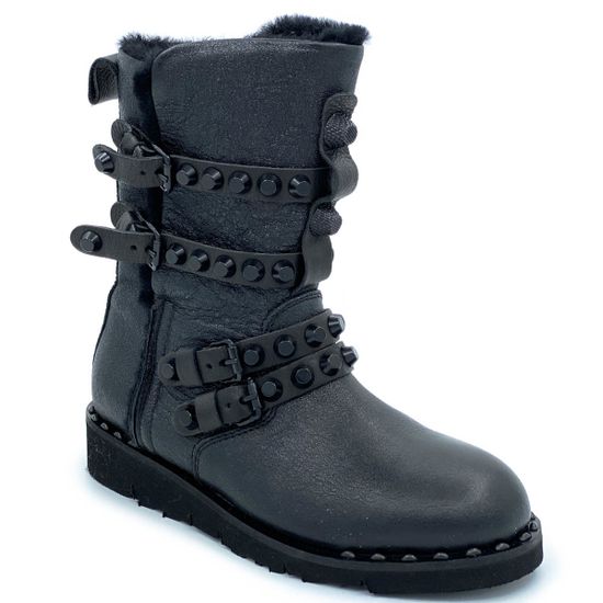 Полусапоги Mimmu черные кожаные МЕХ - фото 2, BOOTH1 MIM