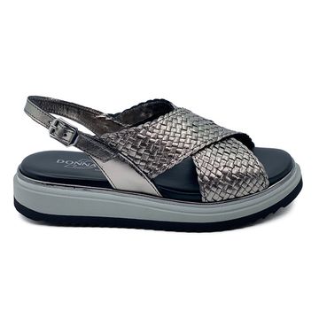 Босоножки Donna Soft  кожаные плетеные серебренного цвета - фото 1, DS1800 DS SILVER