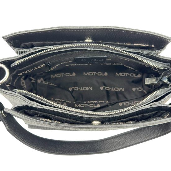 Сумка MOT CLE черная кожаная с &quot;серебряной&quot; фурнитурой - фото 5, EMILY MOT NERO SILVER