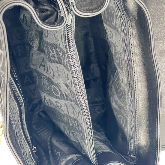 Сумка Marino Orlandi черная фуксия кожаная лакированная - фото 5, 